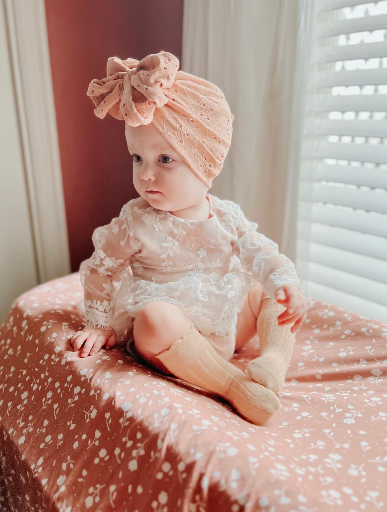 Sale! “Sandy Beaches Eyelet” Messy Bow Headwrap/Turban