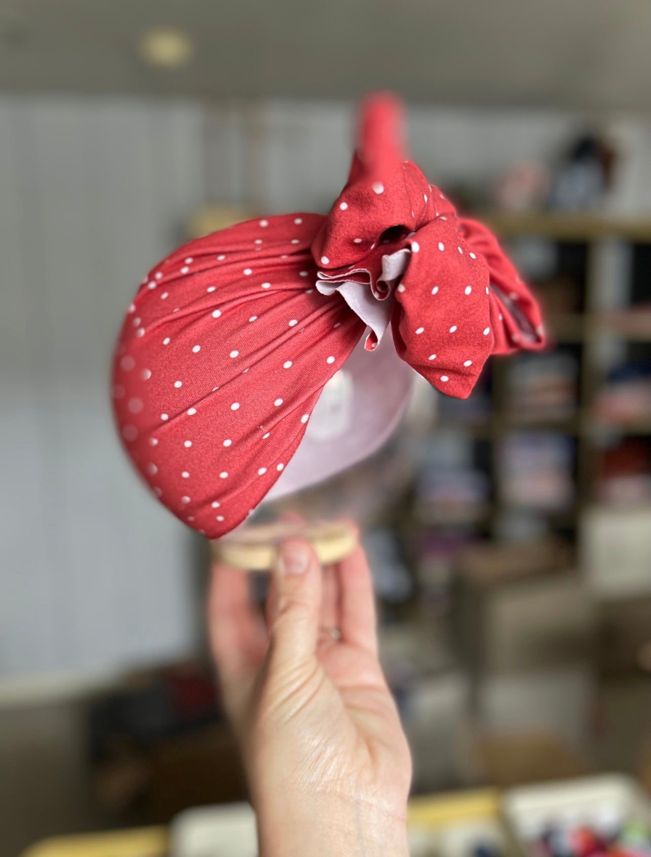 Sale! “Raspberry Seed Dots” Messy Bow Headwrap/Turban