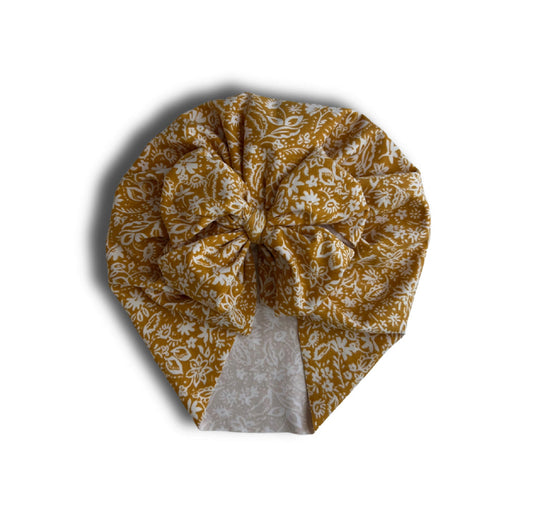 Sale! “Yellow Crocus Floral” Messy Bow Headwrap/Turban