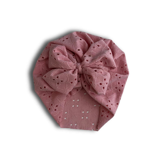 Sale! “Soft Pink Eyelet” Messy Bow Headwrap/Turban