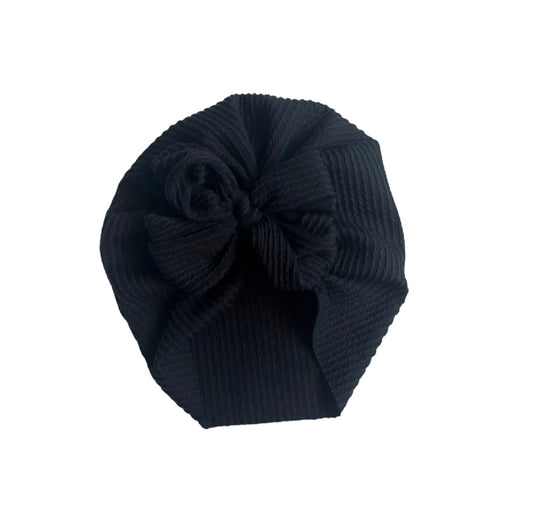 Sale! “Chunky Ribbed Black” Messy Bow Headwrap/Turban