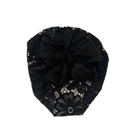 Sale! “Black Floral Lace” Messy Bow Headwrap/Turban